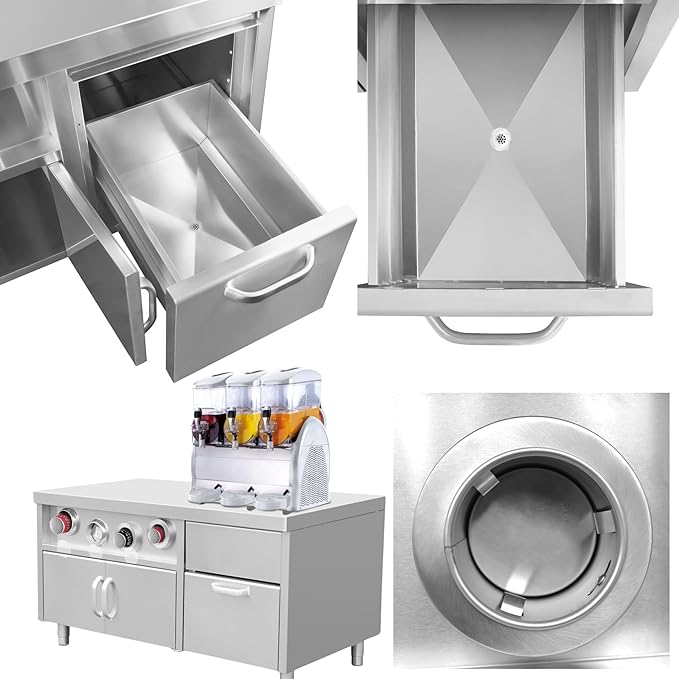 Cabinet for Beverage Dispensers with Cup Holder and Ice Cube Compartment - Stainless Steel, Versatile Storage, and Easy to Use (31.4x47.2x31.4 Inch)