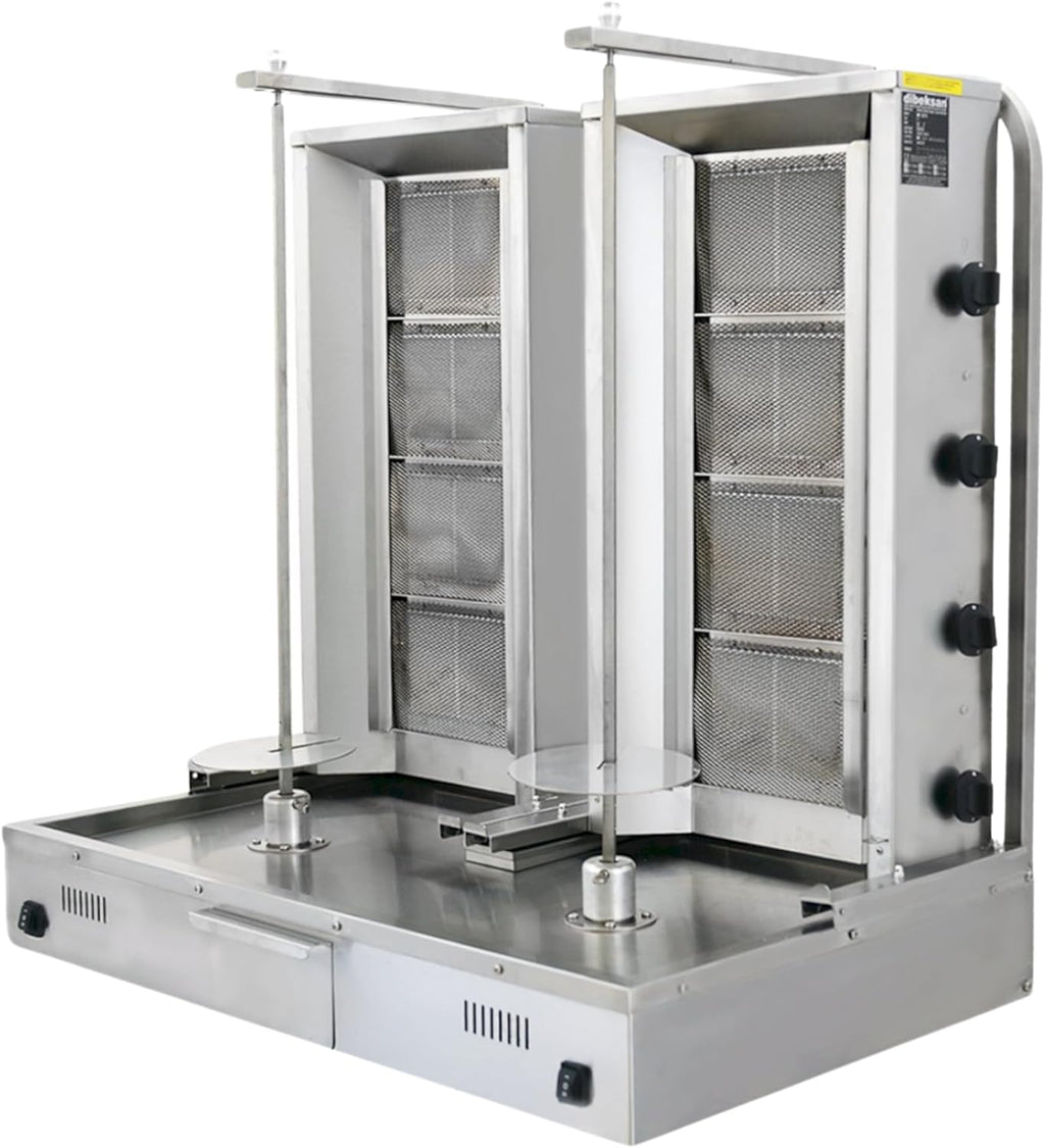 Double Bottom Doner Kebab Machine Shawarma 4+4 Burner Burner Gas Vertical