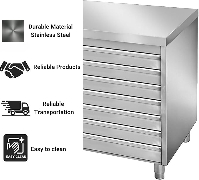 Stainless Steel Drawer Cabinet for Pizza and Bread Dough (27.5x19.6x33.4 Inch)