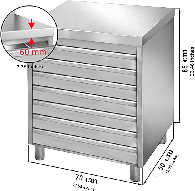 Stainless Steel Drawer Cabinet for Pizza and Bread Dough (27.5x19.6x33.4 Inch)