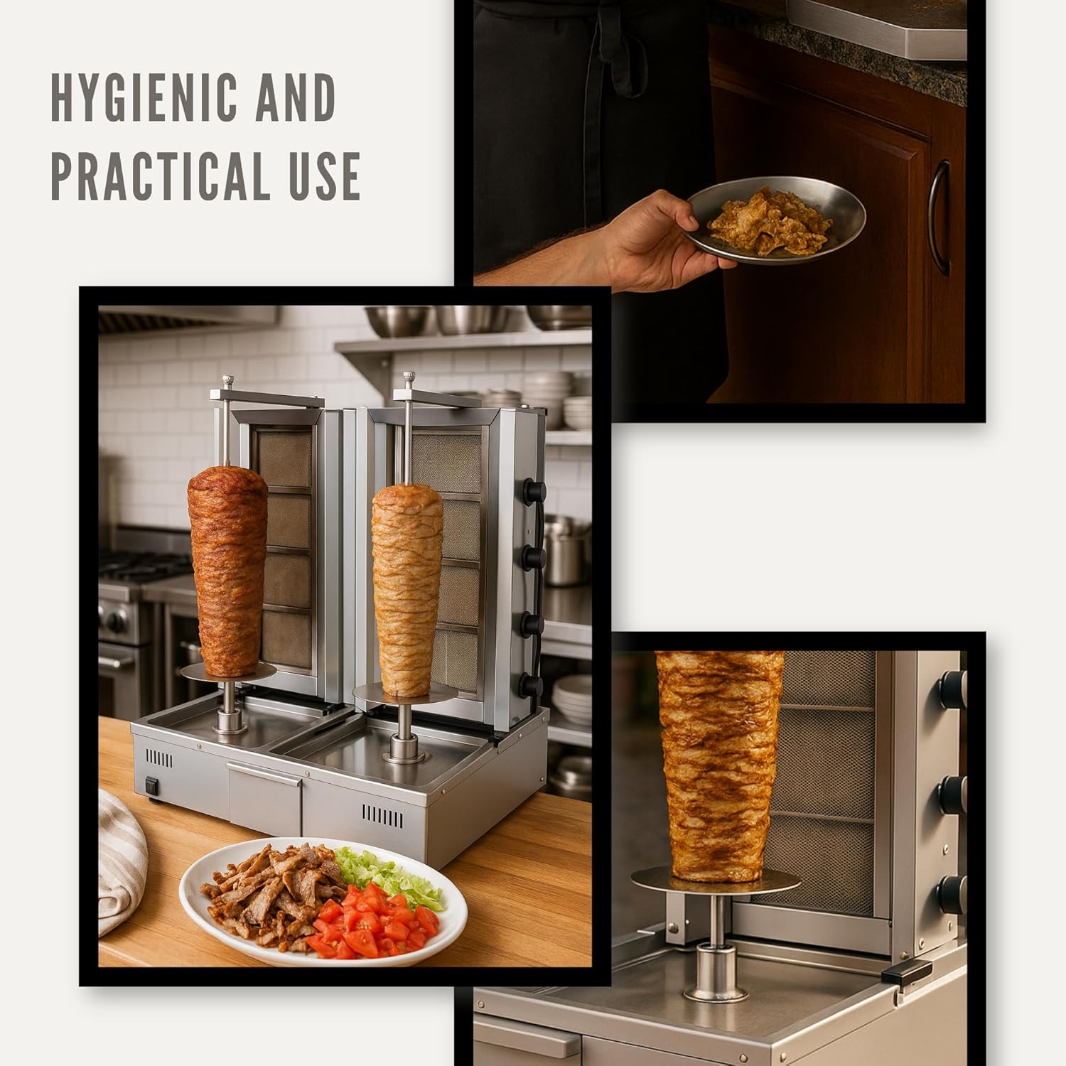 Double Bottom Doner Kebab Machine Shawarma 3+4 Burner Burner Gas Vertical Rotisserie Grill Cooker