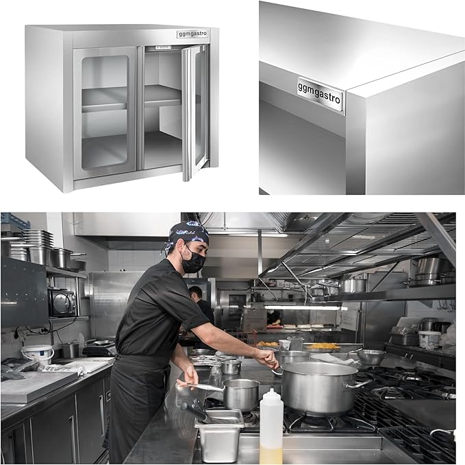 Wall Cabinet with Glass Door for Commercial Kitchen (31.4x15.7x25.5 Inch)
