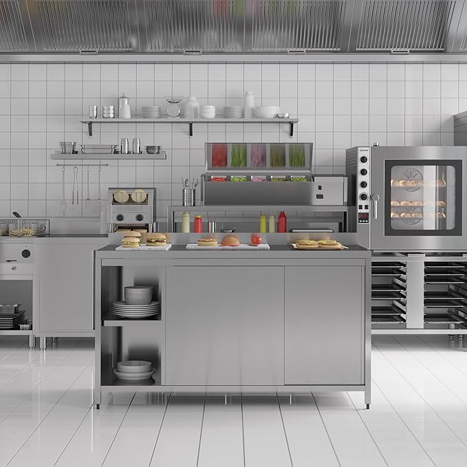 Commercial Kitchen Work Table with Backsplash and Under Shelf (75x23x33 inches)