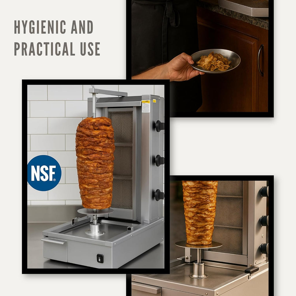 Doner Kebab Machine Shawarma 3 Vertical Burner Gas Vertical Rotisserie Grill Cooker