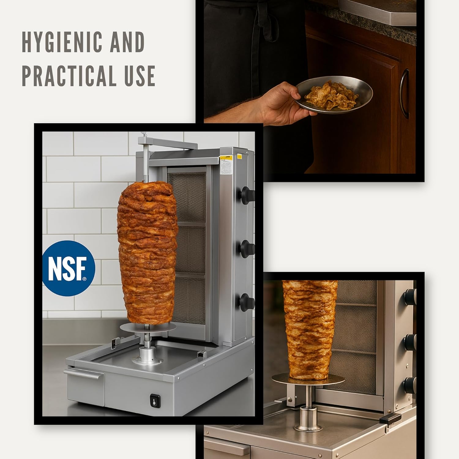 Doner Kebab Machine Shawarma 3 Vertical Burner Gas Vertical Rotisserie Grill Cooker