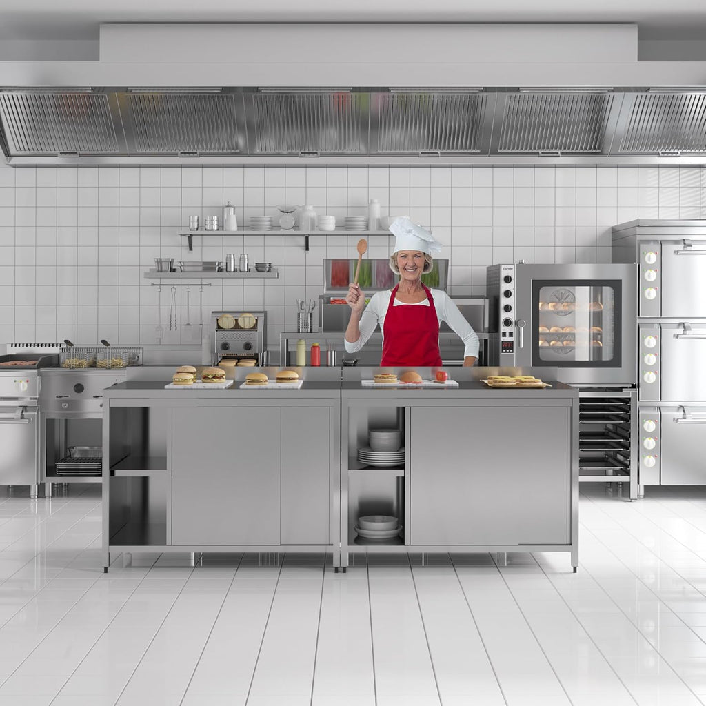 Commercial Kitchen Work Table with Backsplash and Under Shelf (43x23x33 inches)