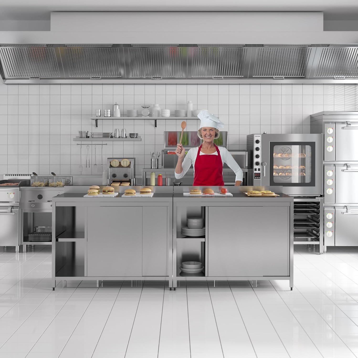 Commercial Kitchen Work Table with Backsplash and Under Shelf (43x23x33 inches)