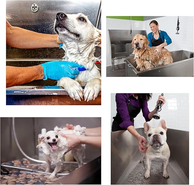 Pet Grooming Tub with Stainless Steel Sink with Faucet | Dogs and Pets Washing Station | Home and Outdoor Dog Bath Tub with Shower Hose and Sink for Pet Bathing (Ramp)