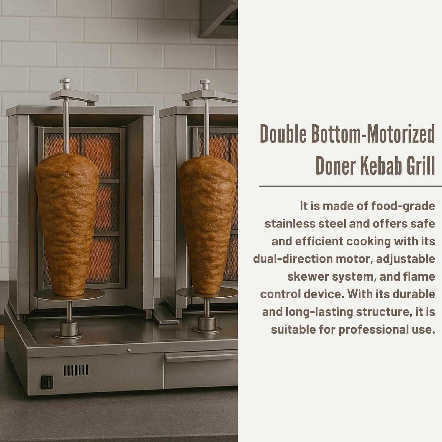 Double Bottom Doner Kebab Machine Shawarma 4+4 Burner Burner Gas Vertical