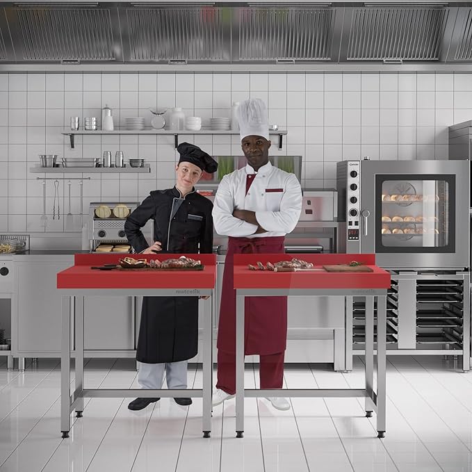 Stainless Steel Prep Table - Polyethylene Table Top - Commercial Kitchen Work Table with Backsplash - Heavy Duty Commercial Work Station for Restaurant, Hotel (23.6x23.6x33.4 inches)