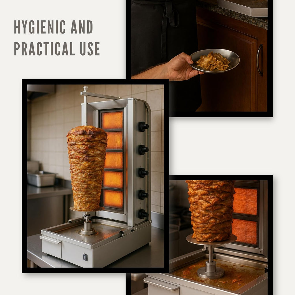 Doner Kebab Machine Shawarma 5 Burner Gas Vertical Rotisserie Grill Cooker