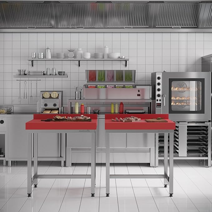 Stainless Steel Prep Table - Polyethylene Table Top - Commercial Kitchen Work Table with Backsplash - Heavy Duty Commercial Work Station for Restaurant, Hotel (23.6x23.6x33.4 inches)