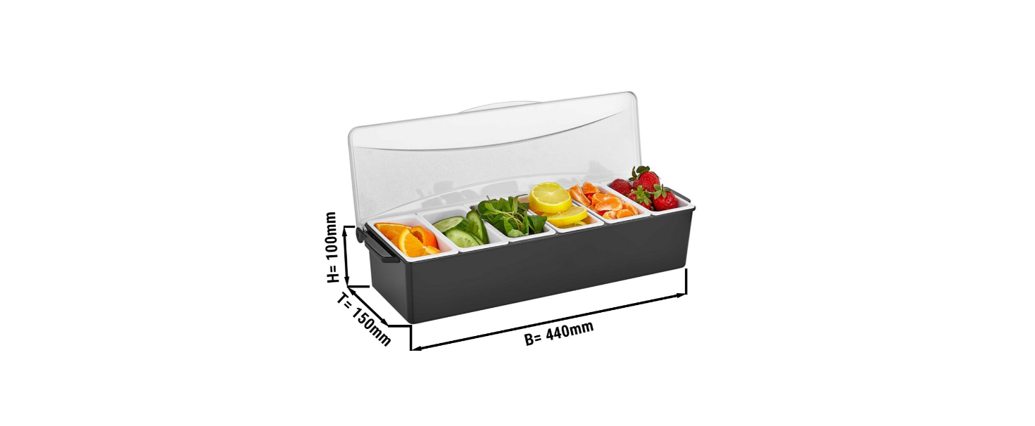 Bar container 6 chamber - included cover
