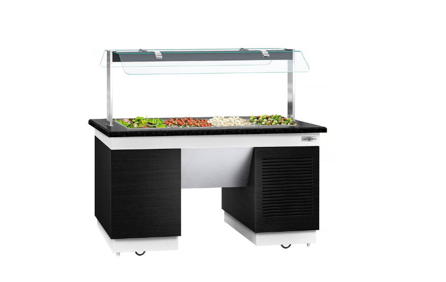 Cold Open Buffet counter dublin- 1600mm- With cold pool & wheel- 4x GN 1/1
