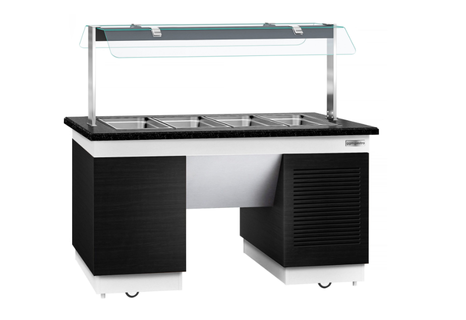 Cold Open Buffet counter dublin- 1600mm- With cold pool & wheel- 4x GN 1/1