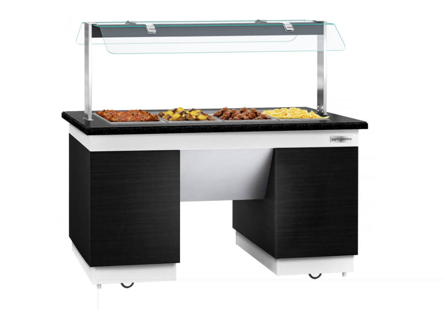 Hot Open Buffet counter dublin - 1600mm - for benmarili & wheel- 4x GN 1/1