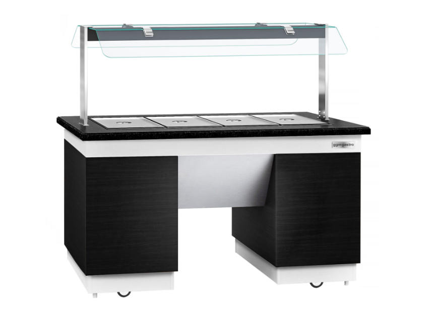 Hot Open Buffet counter dublin - 1600mm - for benmarili & wheel- 4x GN 1/1