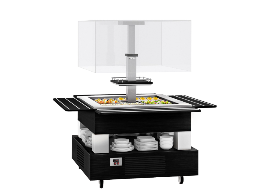 Cold salad bar dublin - 1600 mm - flat glass top
