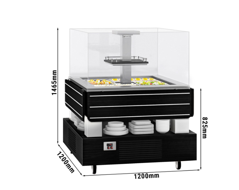 Cold salad bar dublin - 1600 mm - flat glass top