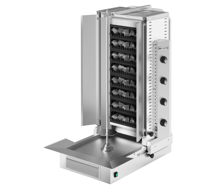 Gas Lava Stone Doner / Kebab Grill - 4 Radian - 2 Protective Plate Including