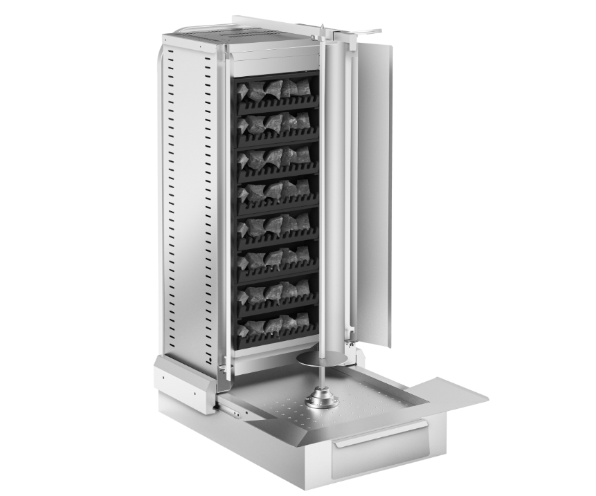 Gas Lava Stone Doner / Kebab Grill - 4 Radian - 2 Protective Plate Including