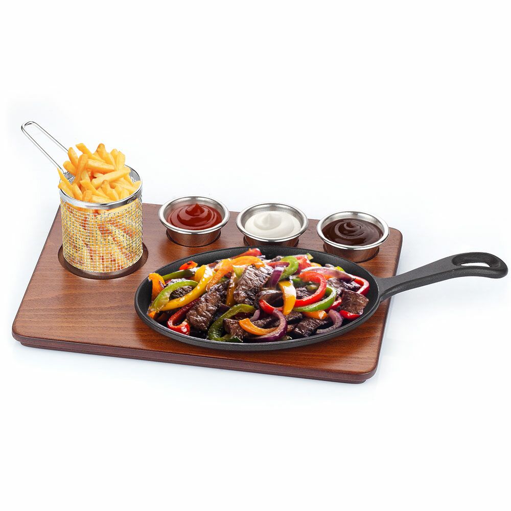 Fajita Service Set - 6 -Parch - Large iron casting pan with handle