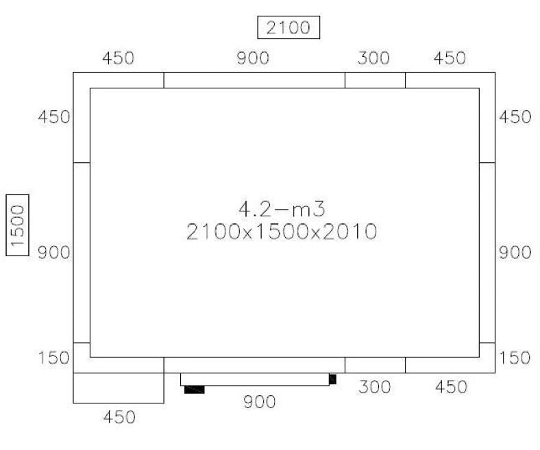 Stainless Steel Deep Freezer Room - 2100x1500mm - 4,14m³ - Including Freezer Unit & Curtain