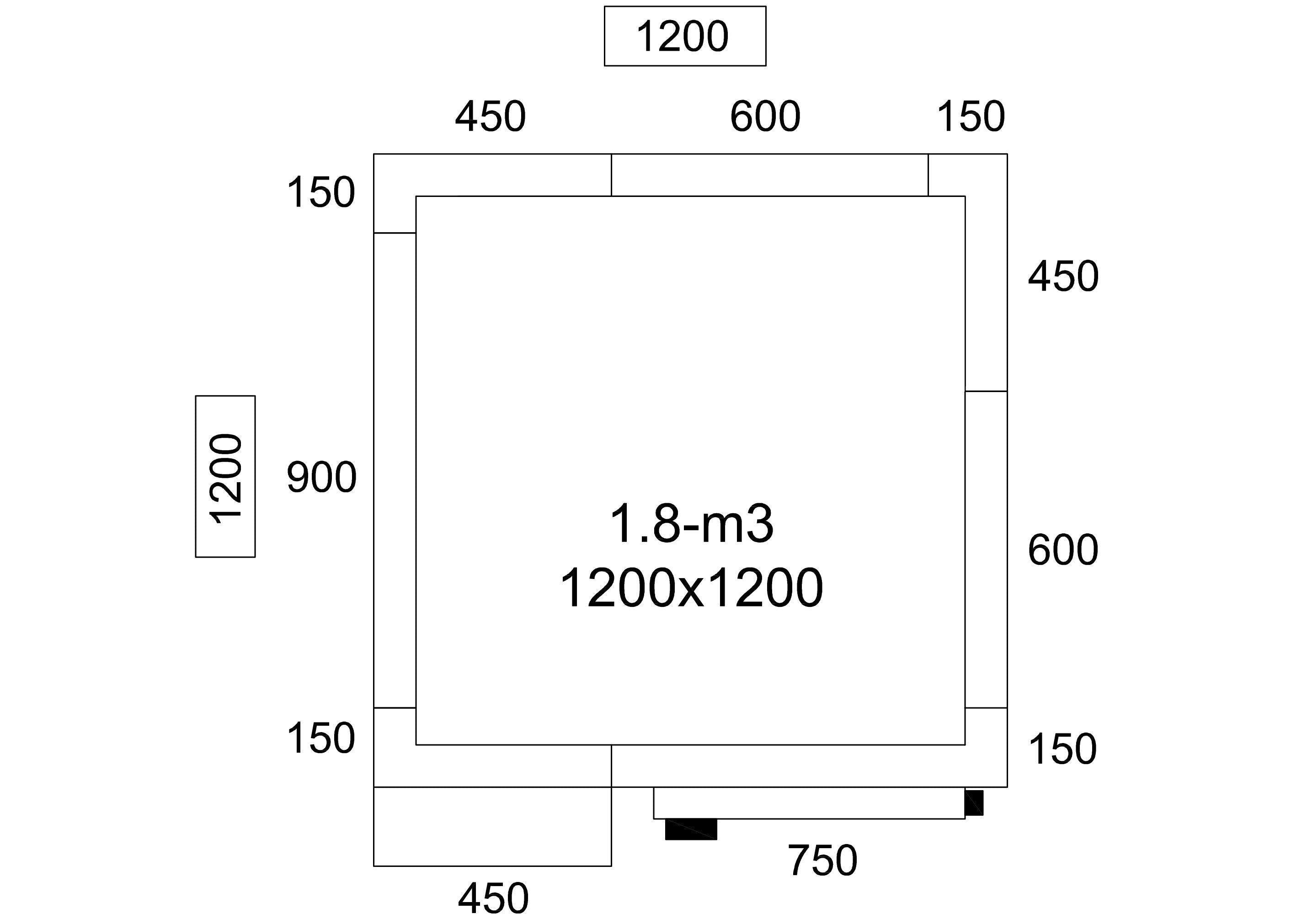 Stainless Steel Cold Room - 1200x1200mm - 1,8m³ - Including Cooling Unit