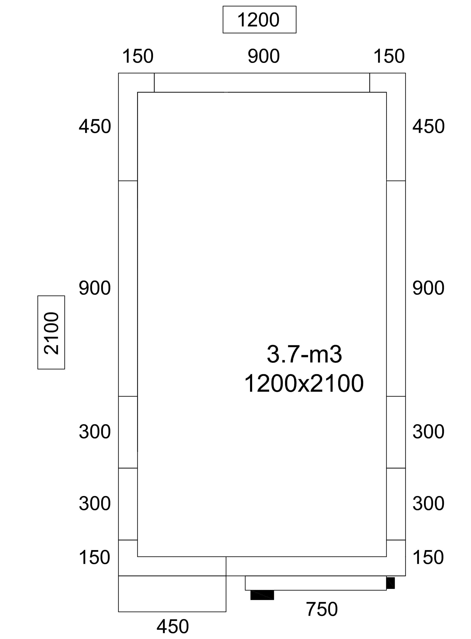 Stainless Steel Cold Room - 1200x2100mm - 3,7m³ - Including Cooling Unit