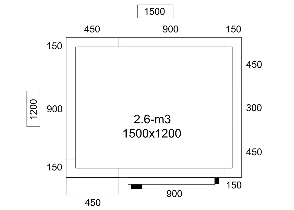 Cold Room - 1500x1200mm - 2,6m³ - Including the coinclothing unit