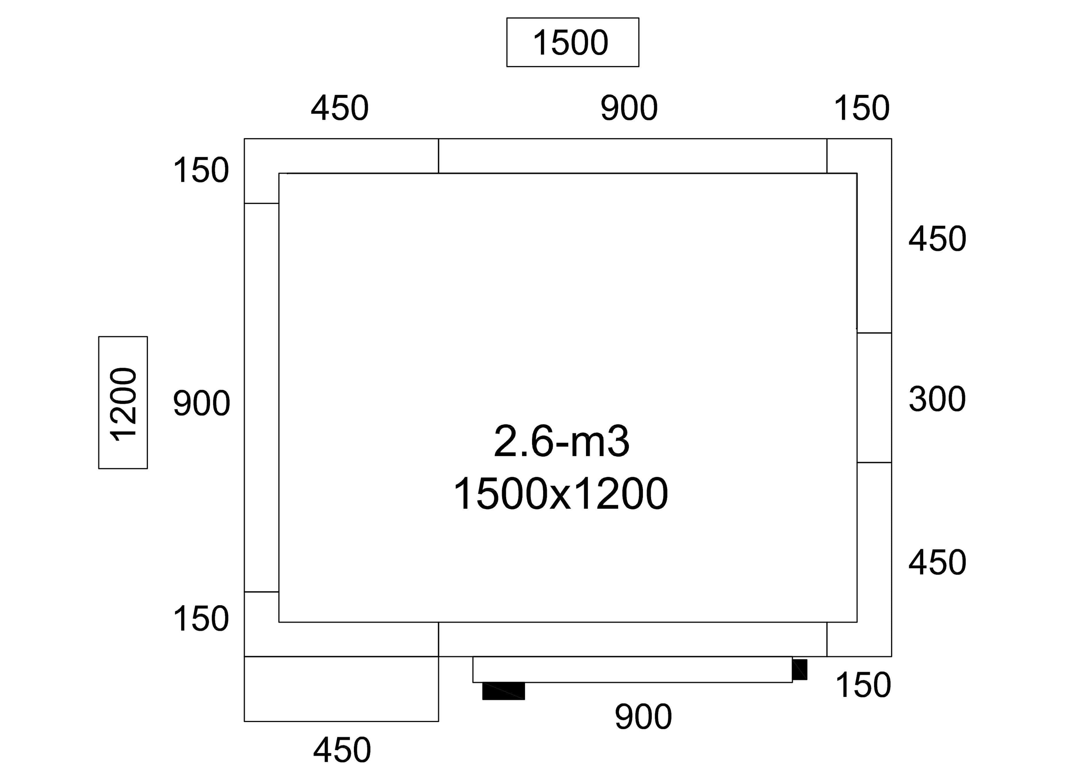 Stainless Steel Cold Room - 1500x1200mm - 2,6m³