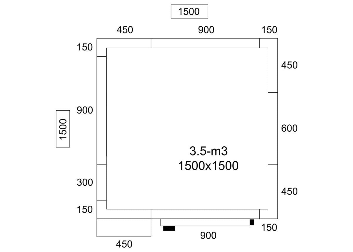 Stainless Steel Cold Room - 1500x1500mm - 3,5m³