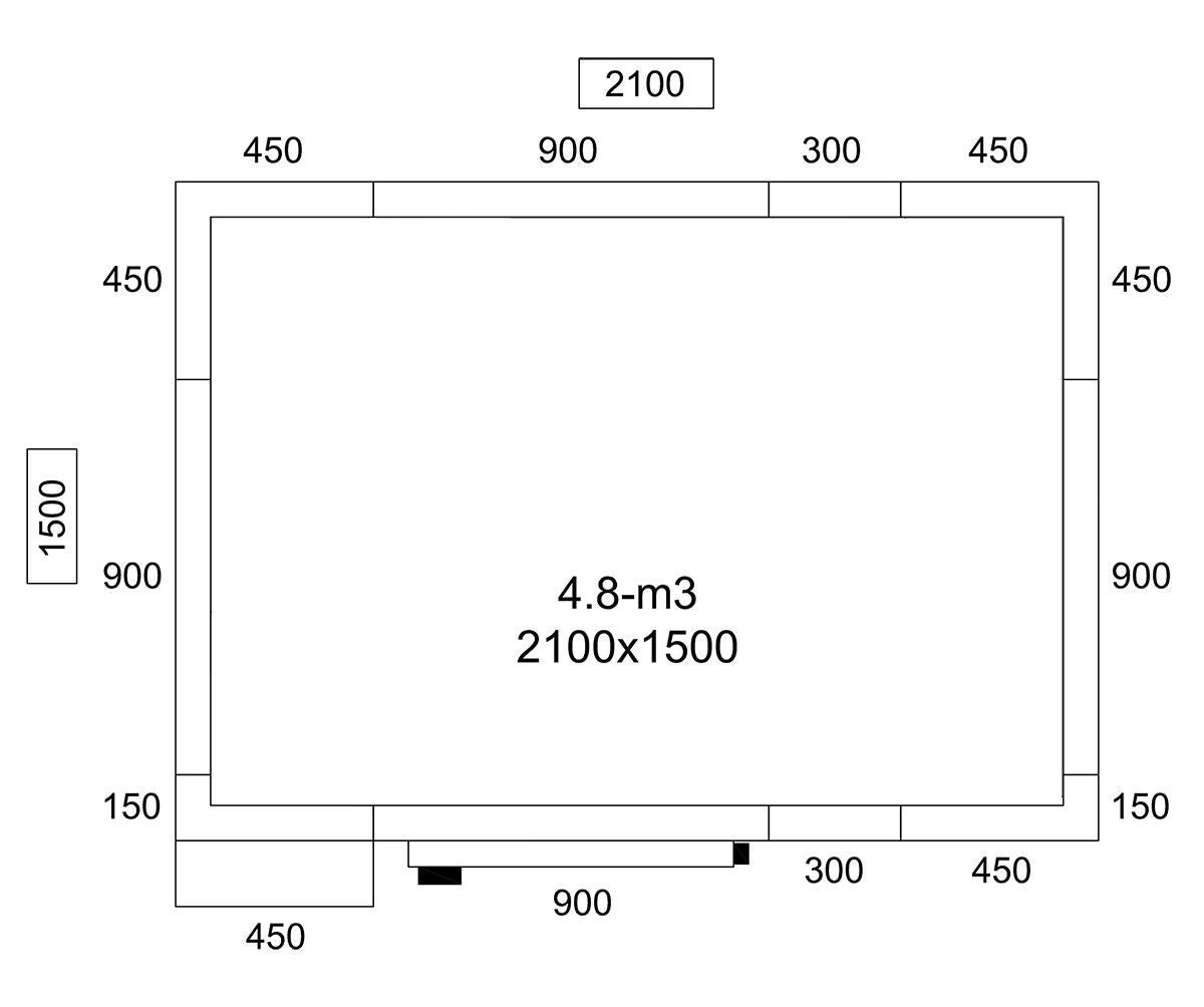 Stainless Steel Cold Room - 2100x1500mm - 4,8m³ - Including Cooling Unit