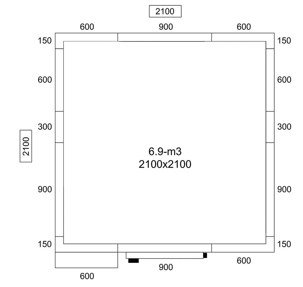 Stainless Steel Deep Freezer Room - 2100x2100mm - 6,12m³ - Drink freezing unit & curtain