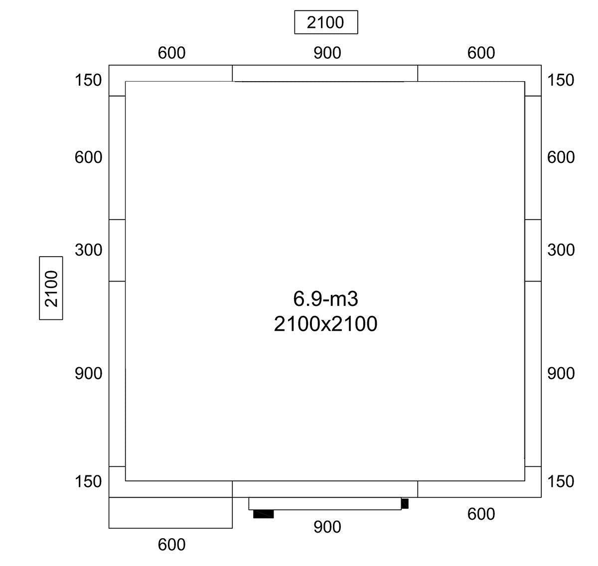 Stainless Steel Deep Freezer Room - 2100x2100mm - 6,12m³ - Drink freezing unit & curtain