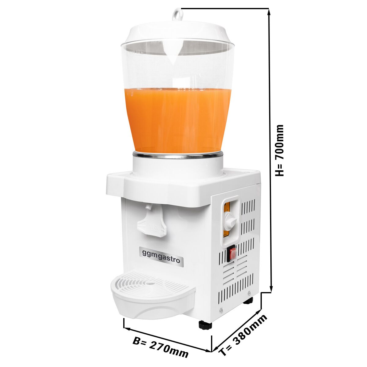 Buttermilk / fruit juice dyspenser - 10 liters - white