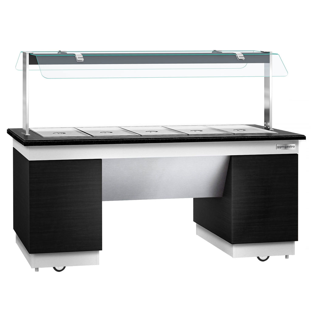 Hot Open Buffet counter dublin - 2000mm - Benmarili & Wheel - for 5x GN 1/1