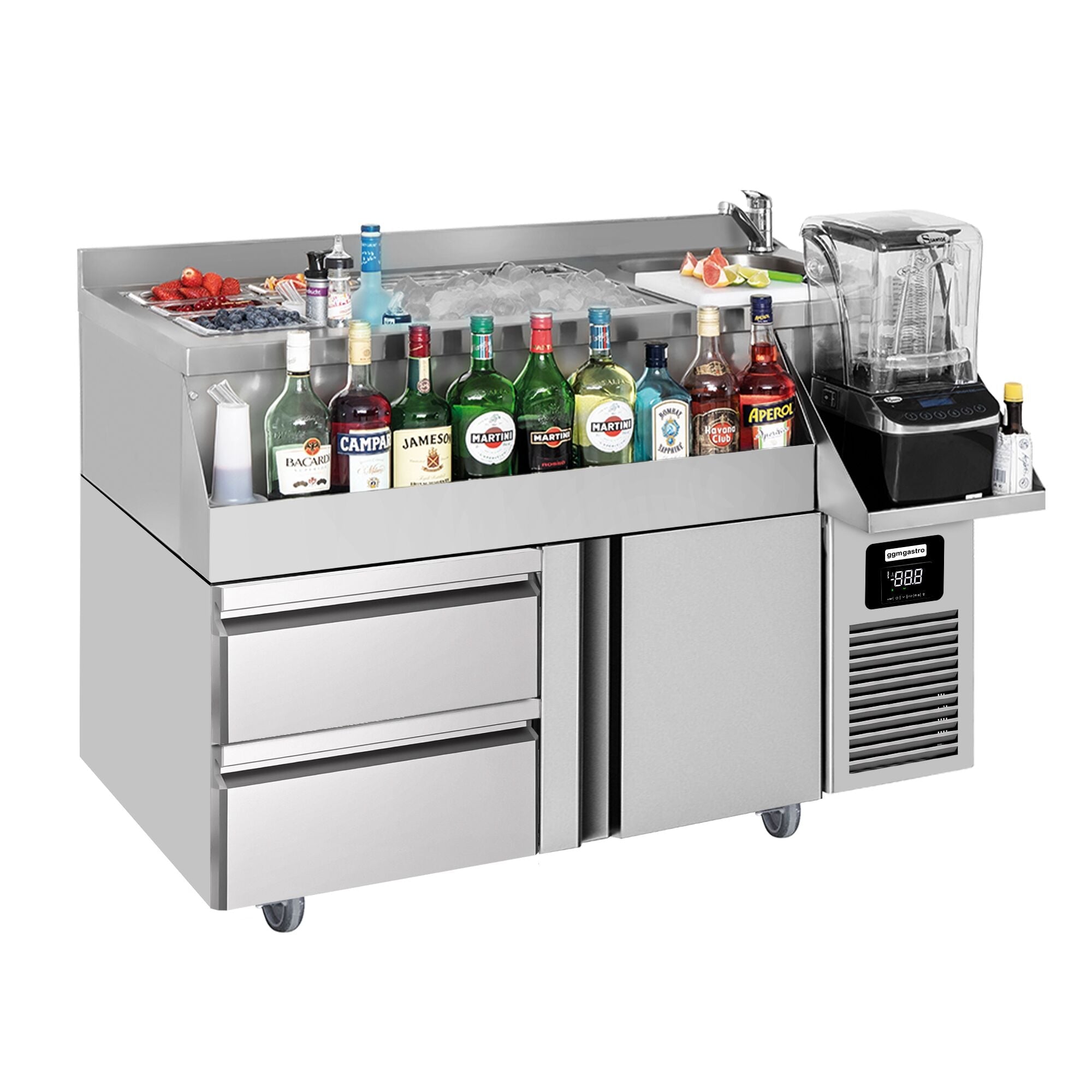 Bar type & soft drink refrigerator- 1200x600mm - 150 liters -1 door, 1 drawer 1/2 & shelf