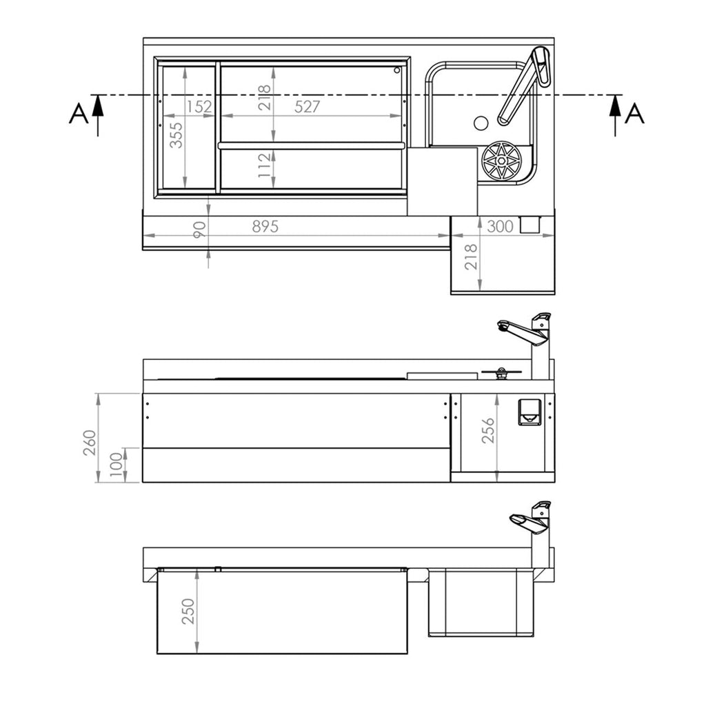 Bar type & soft drink refrigerator- 1200x600mm - 150 liters - 2 drawers 1/2 & shelf