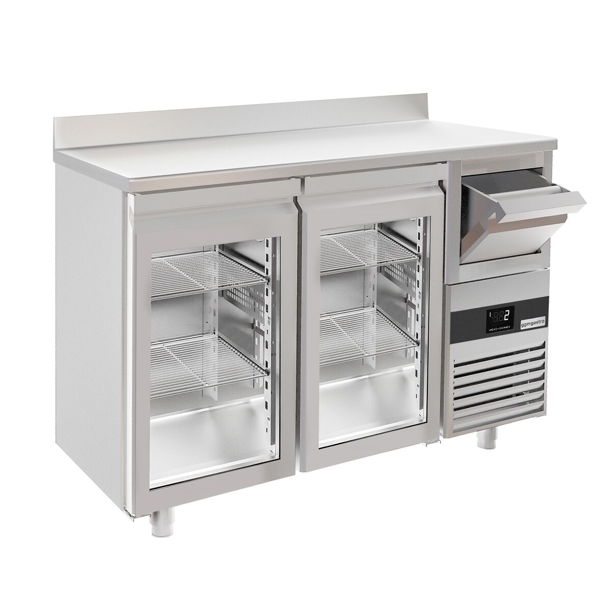 Bar type & soft drink refrigerator PremIum- 1580x600mm - 2 glass doors, back and telve bucket