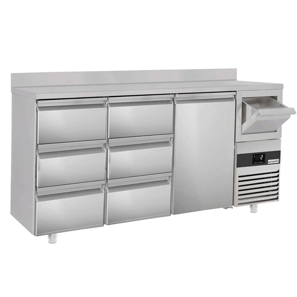 Bar type & soft drink refrigerator PremIum- 2130x600mm - 1 door, 6 drawers, back and telve bucket