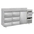 Bar type & soft drink refrigerator PremIum- 2130x600mm - 1 door, 6 drawers, back and telve bucket