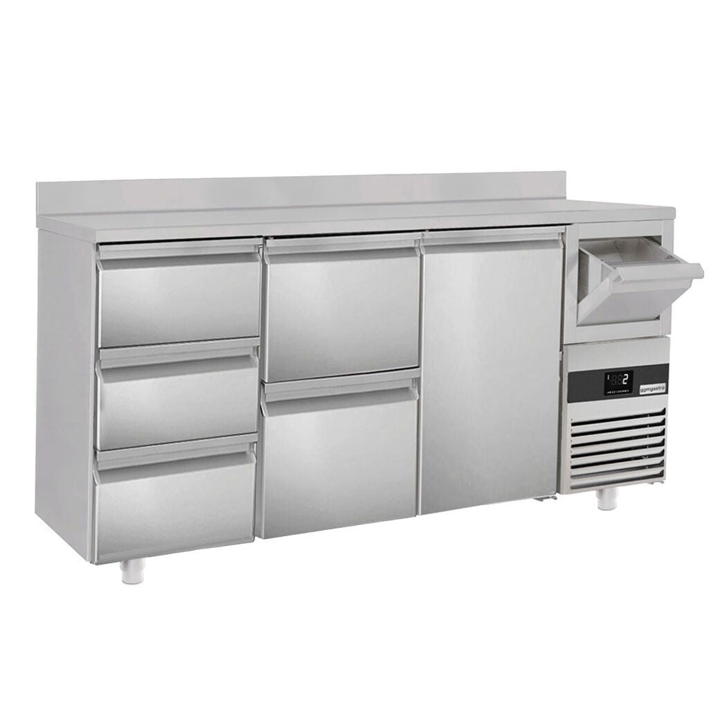 Bar type & soft drink refrigerator PremIum- 2130x600mm - 1 door, 5 drawers, back and telve bucket