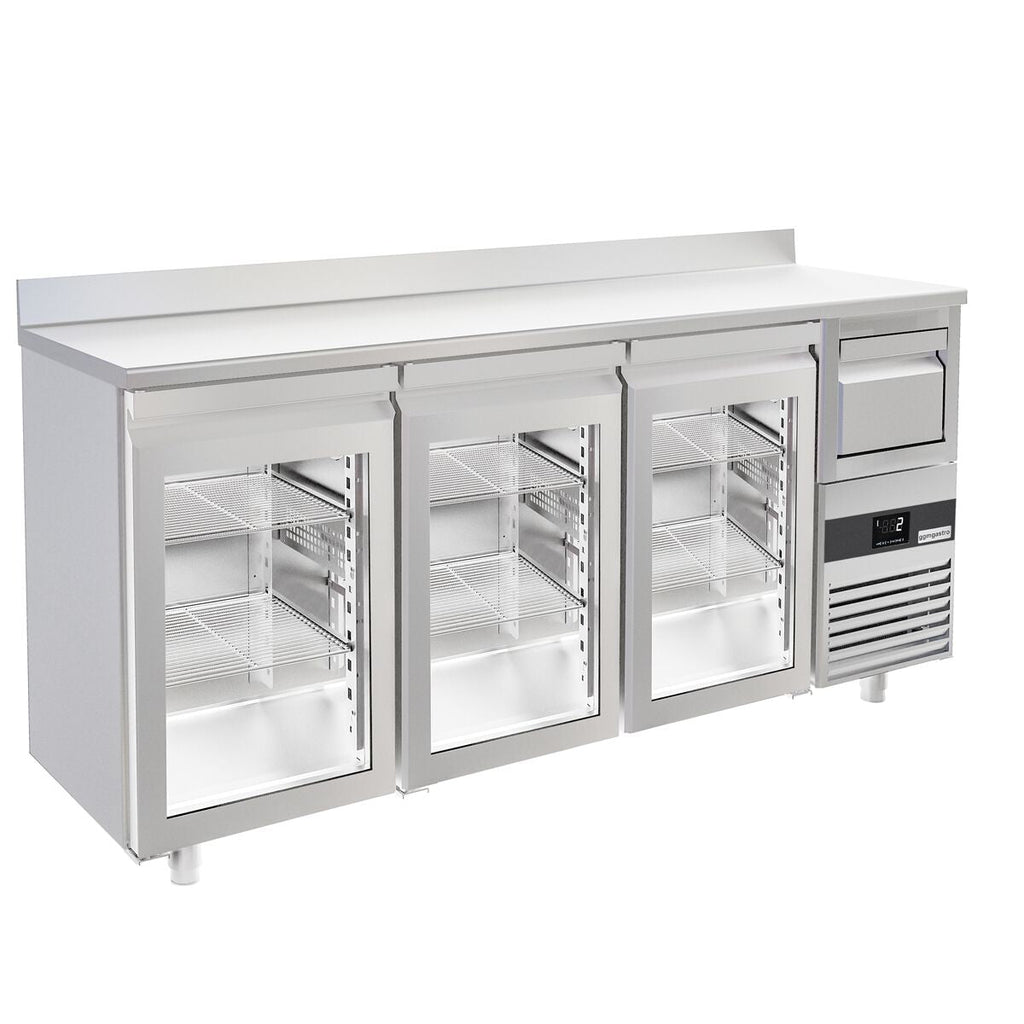 Bar type & soft drink refrigerator PremIum- 2130x600mm - 3 glass doors, back and telve bucket