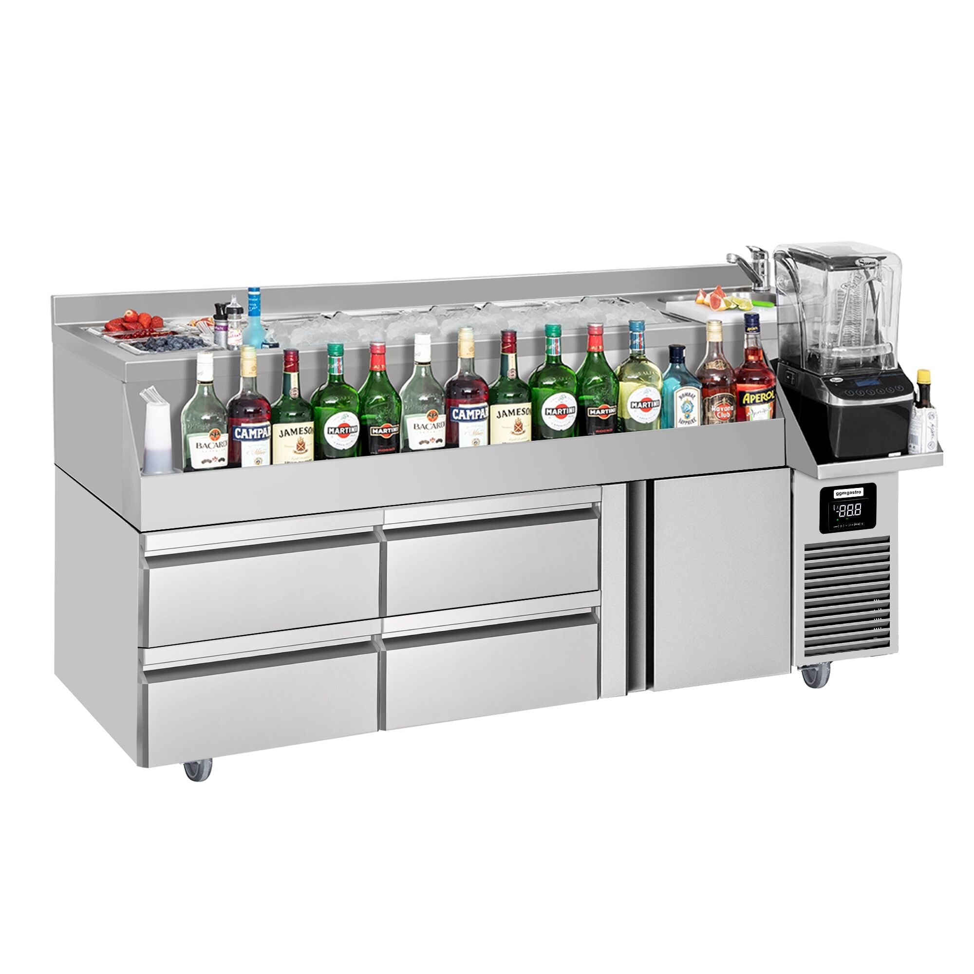 Bar type & soft drink refrigerator- 1600x600mm - 235 liters - 1 door, 4 drawers & shelves