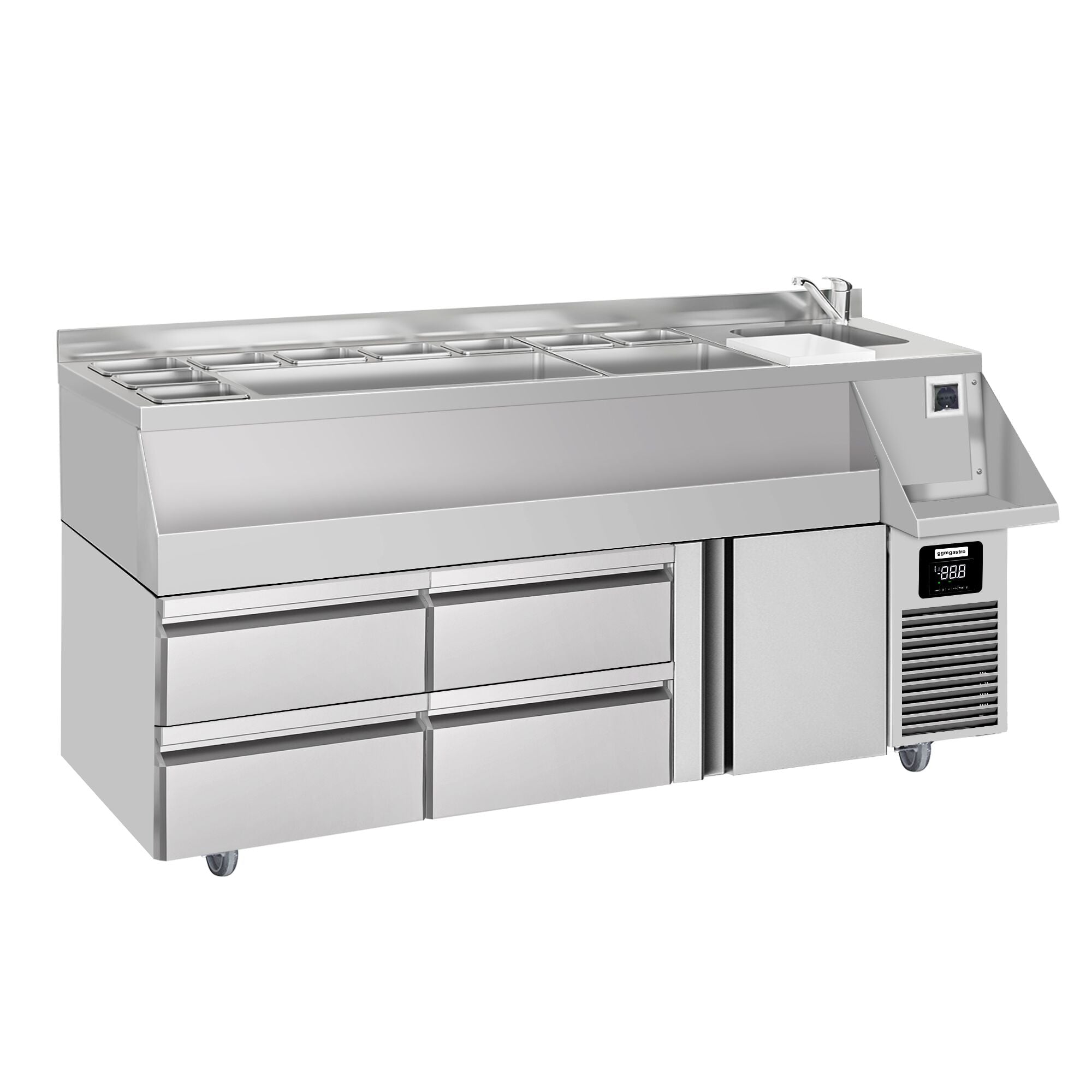 Bar type & soft drink refrigerator- 1600x600mm - 235 liters - 1 door, 4 drawers & shelves