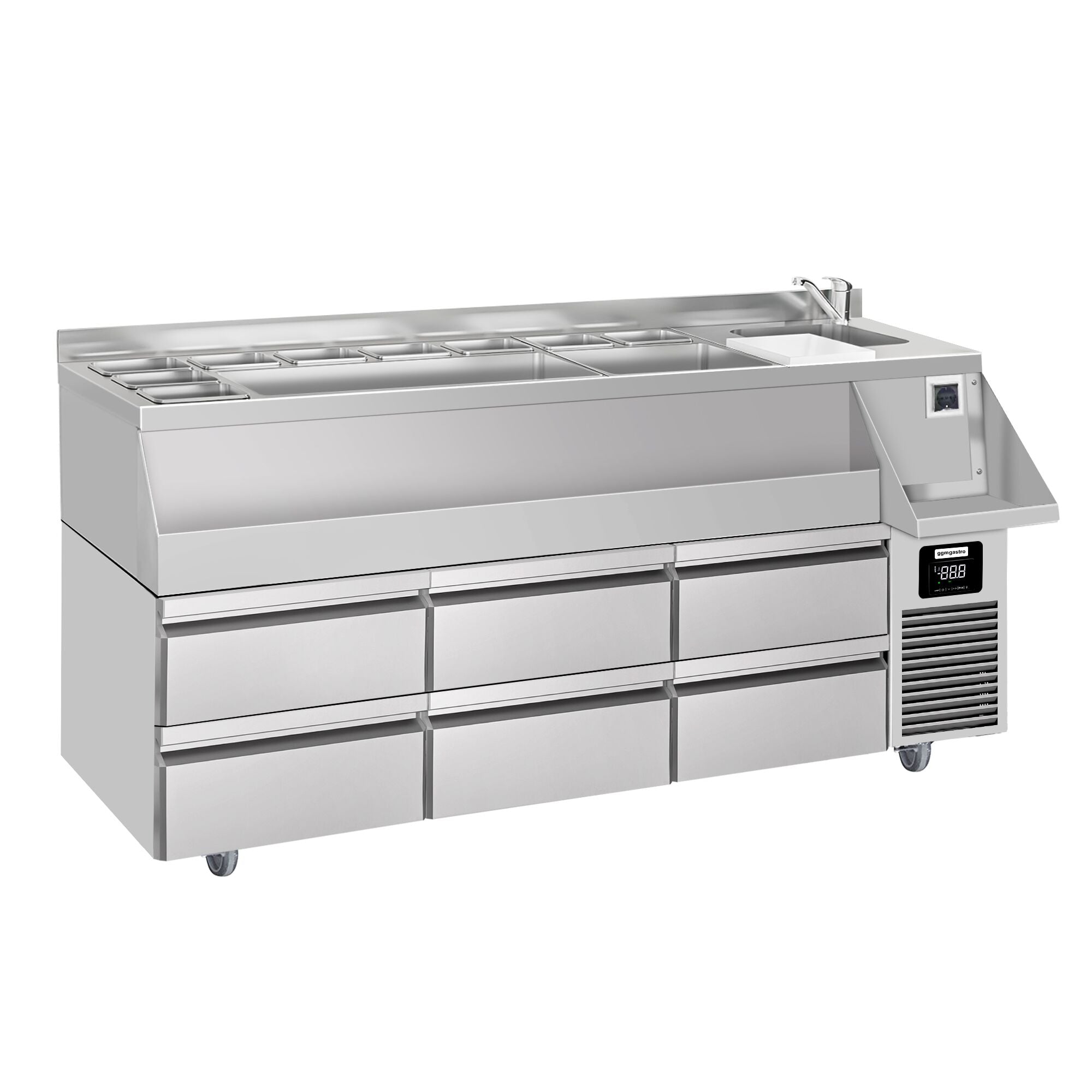 Bar type & soft drink refrigerator- 1600x600mm - 235 liters - 6 drawers & shelves