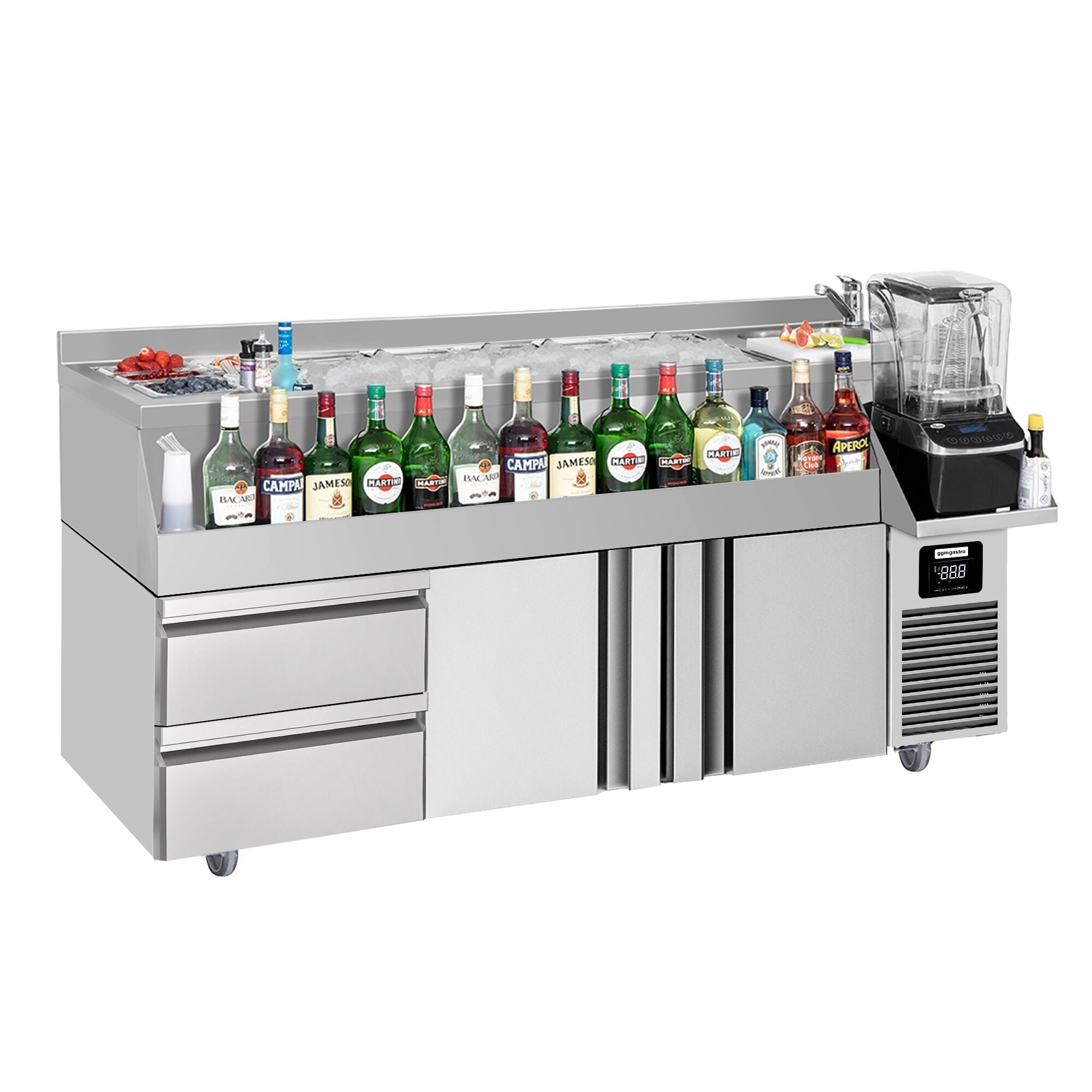 Bar type & soft drink refrigerator- 1600x600mm - 235 liters - 2 doors, 2 drawers & shelves