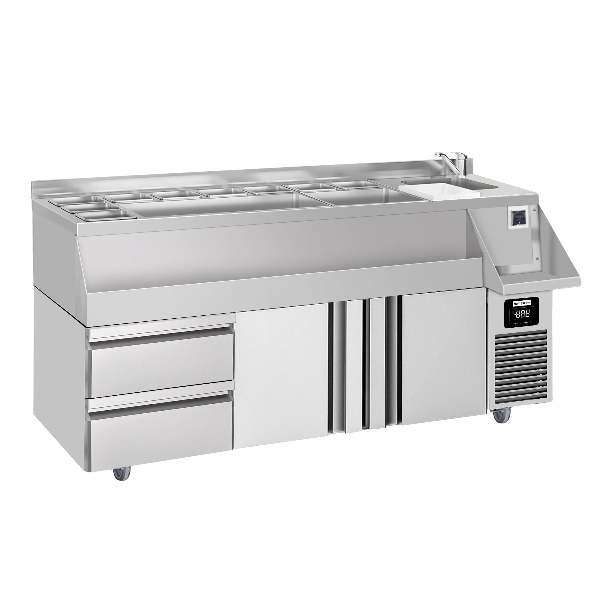 Bar type & soft drink refrigerator- 1600x600mm - 235 liters - 2 doors, 2 drawers & shelves