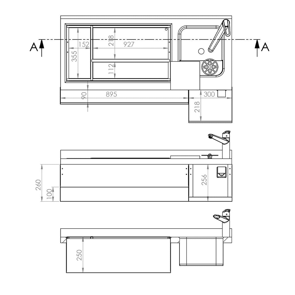 Bar type & soft drink refrigerator- 1600x600mm - 235 liters - 3 doors & shelves